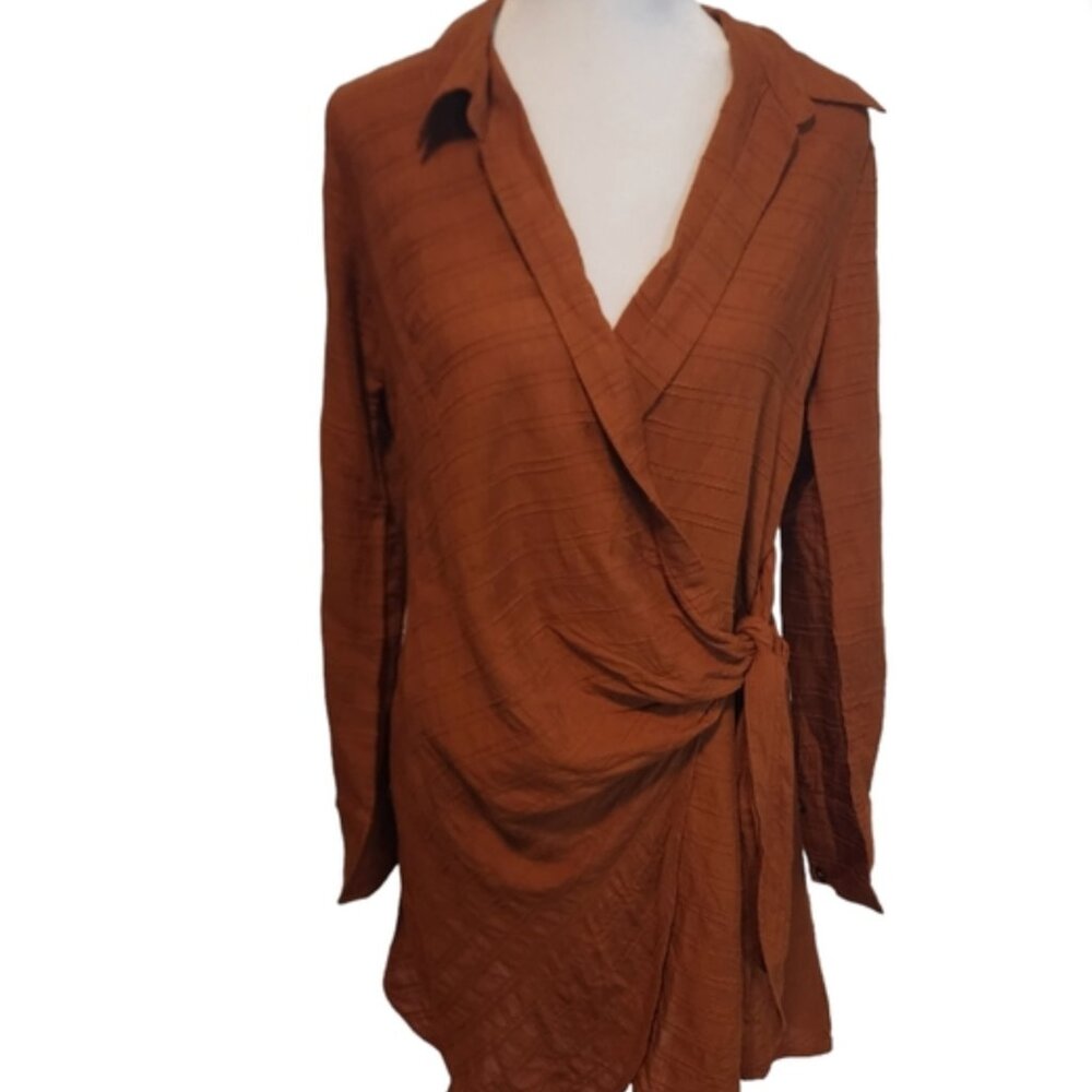 NEW L*Space Daydream Wrap Long Sleeve Tunic in Amber